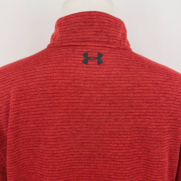 Under Armour Golf Storm Men's 2XL 1/4 zip Pullover Sweatshirt Orange Black Strip - Picture 3 of 6